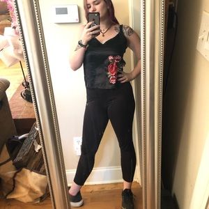 Flower embroidered tank top